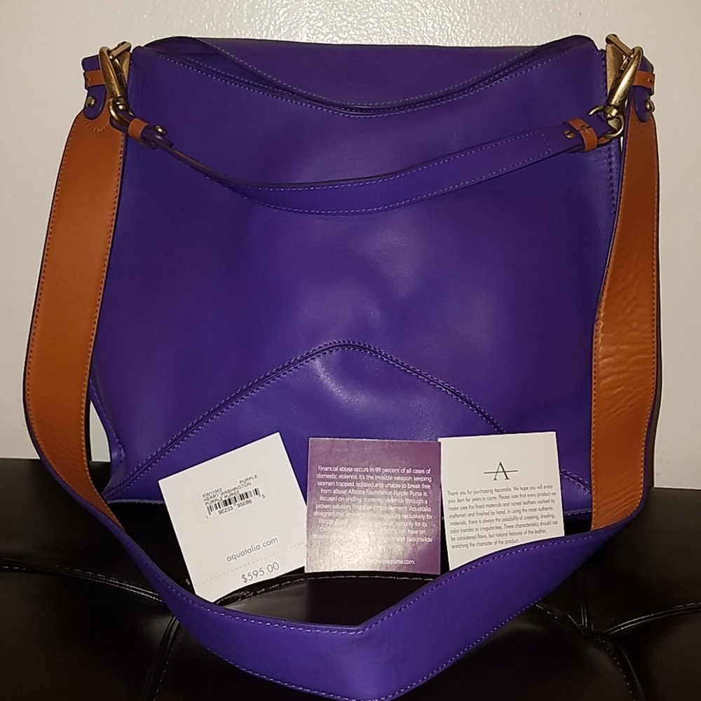 Aquatalia Kerry Washington Purple Purse Leather595